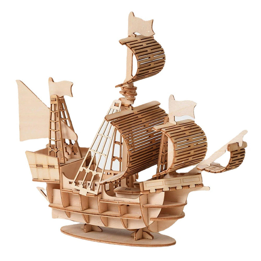 DIY 3D Wooden Handmade Assemble Three-dimensional Marine Sailing Ship Model Building Toy Image 1