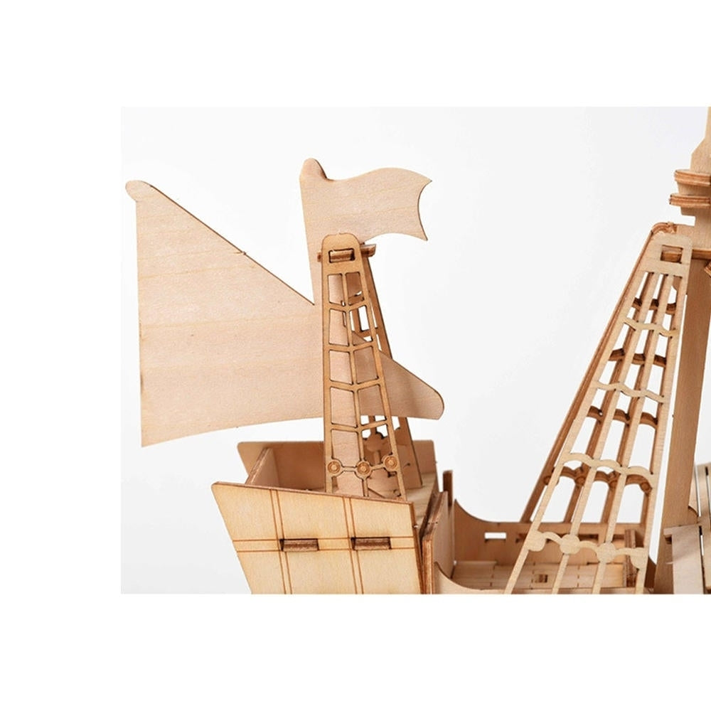 DIY 3D Wooden Handmade Assemble Three-dimensional Marine Sailing Ship Model Building Toy Image 3