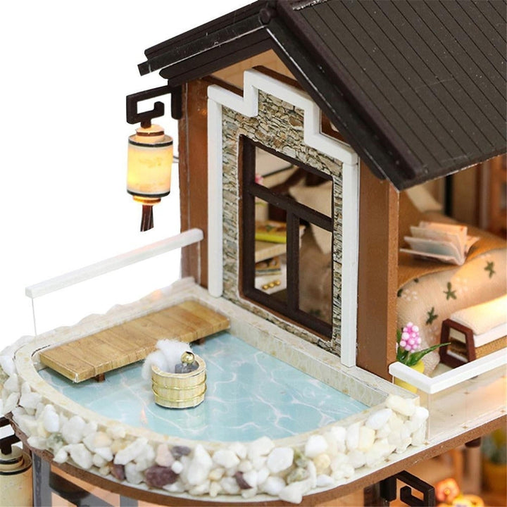 DIY Miniature Doll House Furniture Kit LED Kids Cat Birthday Xmas Gift House Image 9