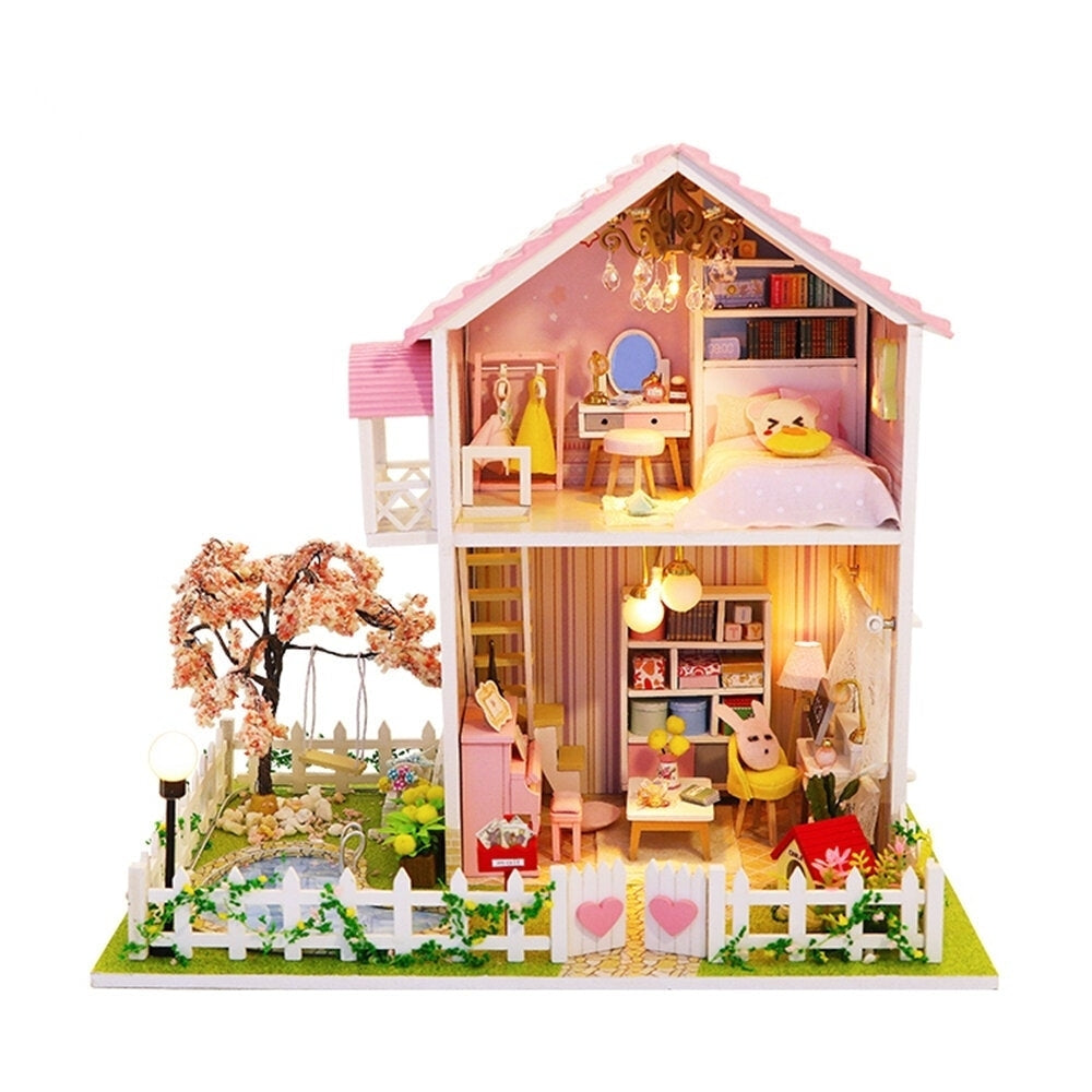 DIY Assembled Cottage Love of Cherry Tree Doll House Kids Toys Image 1