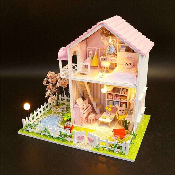DIY Assembled Cottage Love of Cherry Tree Doll House Kids Toys Image 2