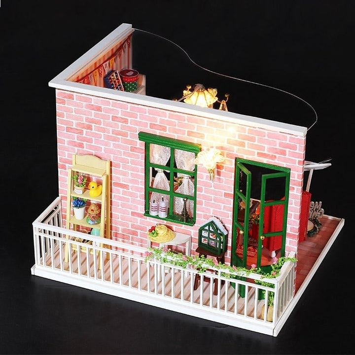 DIY Assembled Doll House Christmas Gift Toy with LED Light Image 6