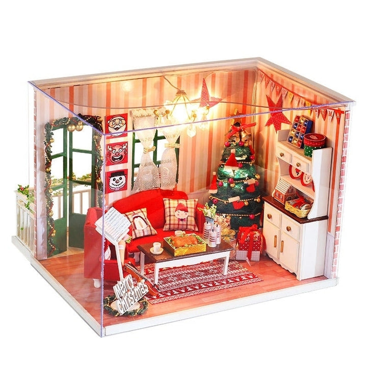DIY Assembled Doll House Christmas Gift Toy with LED Light Image 8