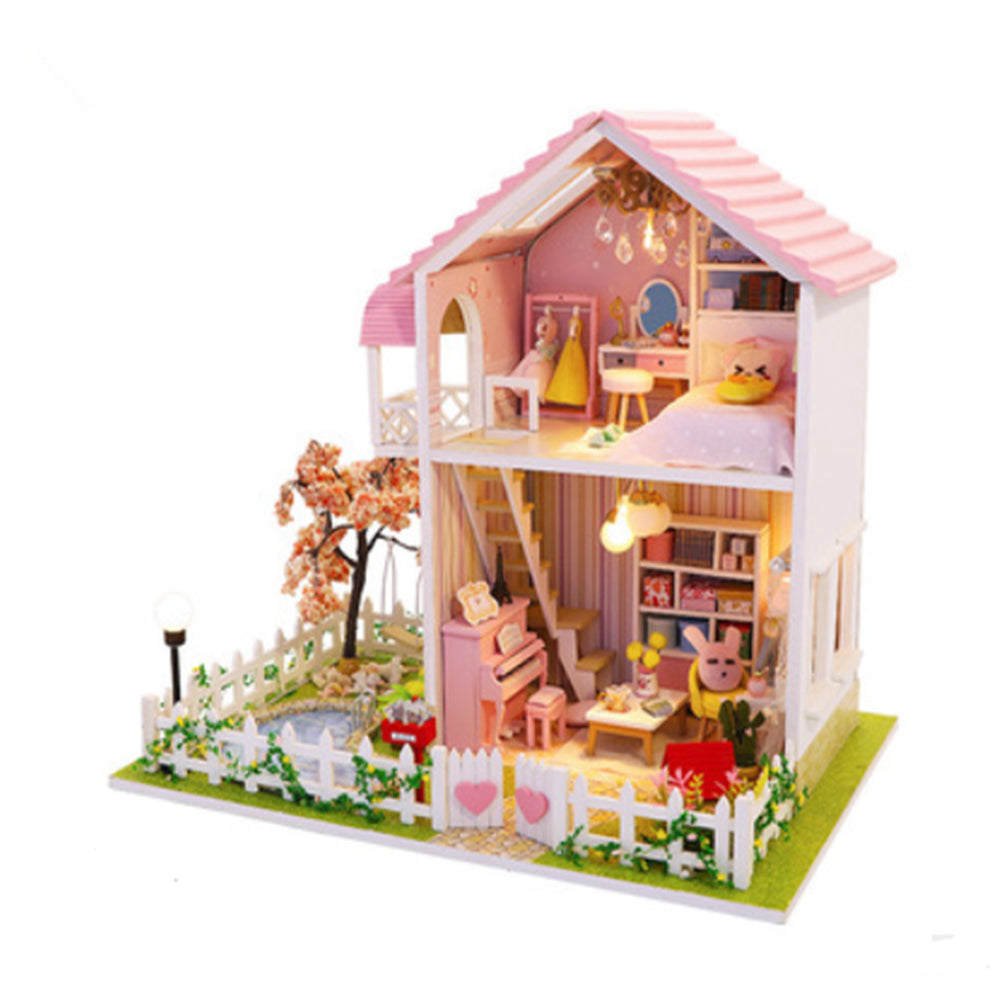 DIY Assembled Cottage Love of Cherry Tree Doll House Kids Toys Image 9