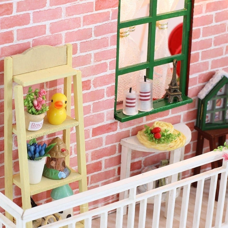 DIY Assembled Doll House Christmas Gift Toy with LED Light Image 10