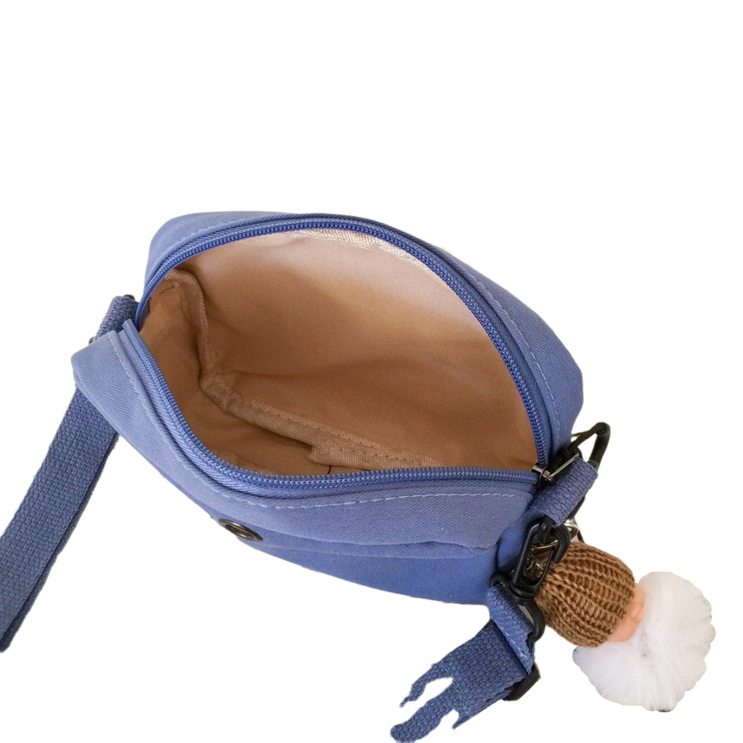 Cute faux Ball Pendant Ladies Handbags Small Canvas Shoulder Bags for Girls Zipper Crossbody Shopping Purse Image 3