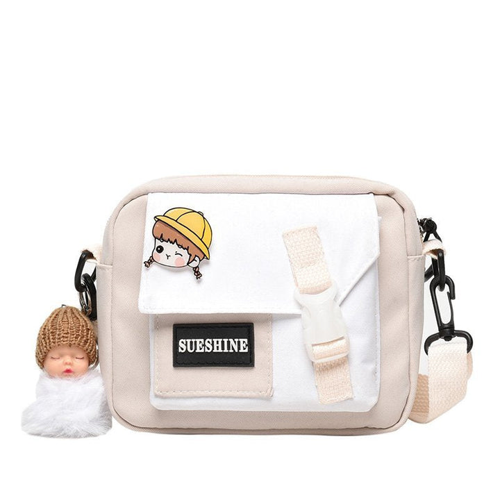 Cute faux Ball Pendant Ladies Handbags Small Canvas Shoulder Bags for Girls Zipper Crossbody Shopping Purse Image 7