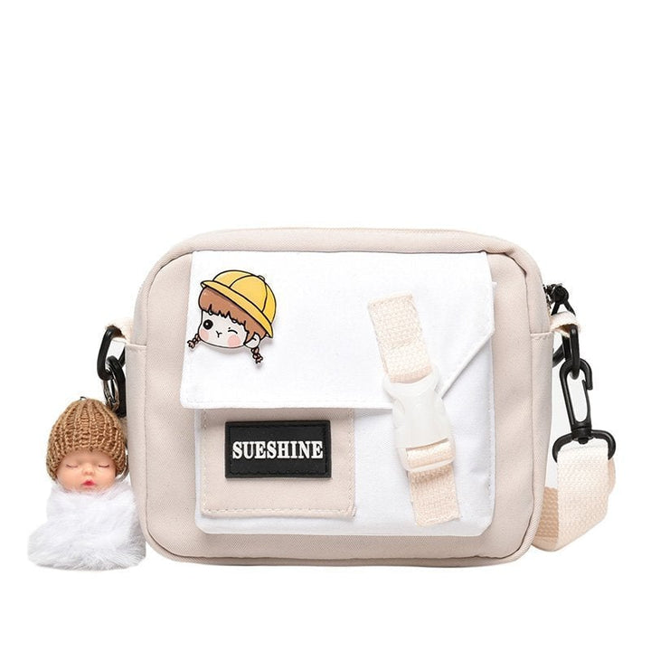 Cute faux Ball Pendant Ladies Handbags Small Canvas Shoulder Bags for Girls Zipper Crossbody Shopping Purse Image 1