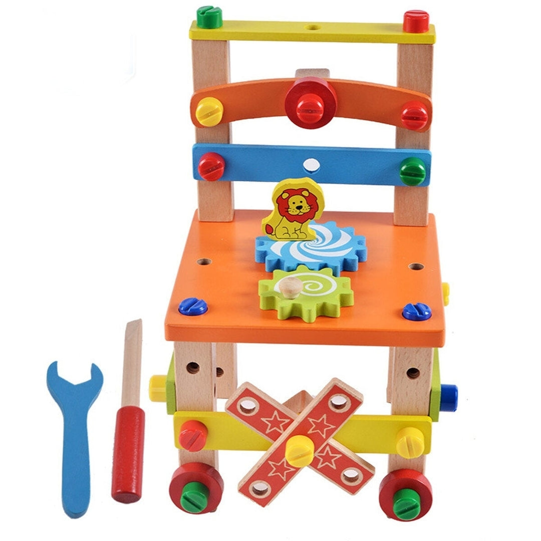 DIY Creative Toy Multi-function Nut Disassembly Combination Toy Wooden Chair Image 1
