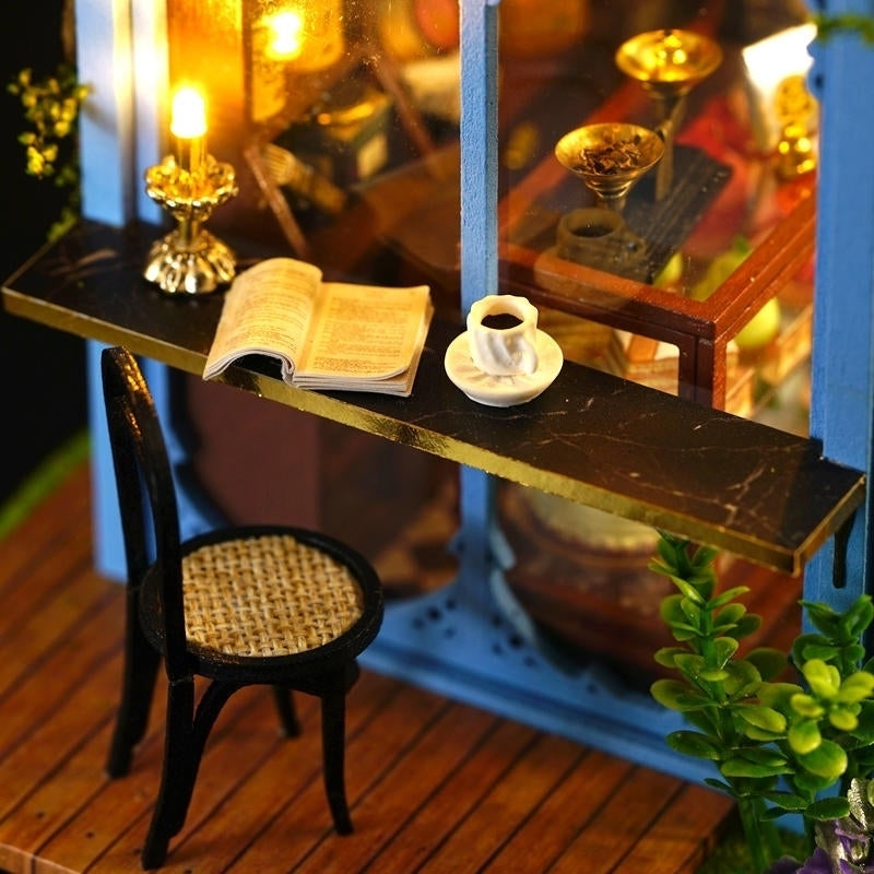 DIY Cabin Rose Garden Tea House Handmade Doll House Model With Dust Cover Music Motor Image 8