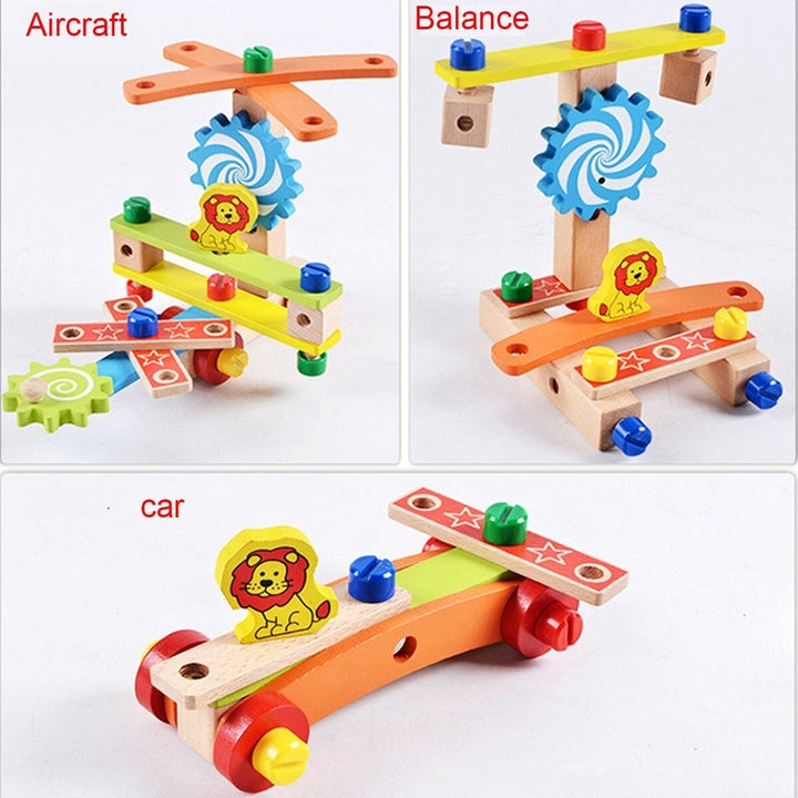 DIY Creative Toy Multi-function Nut Disassembly Combination Toy Wooden Chair Image 4