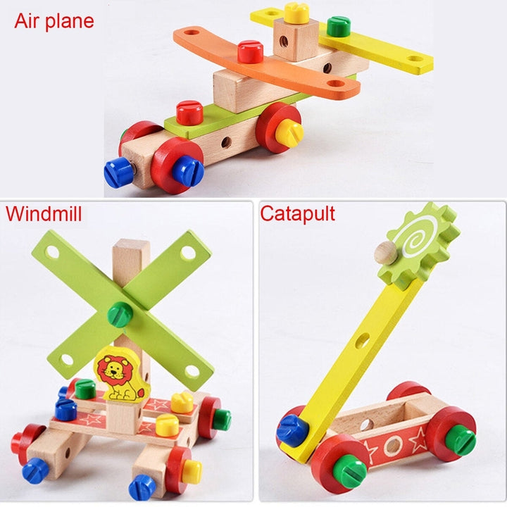 DIY Creative Toy Multi-function Nut Disassembly Combination Toy Wooden Chair Image 4