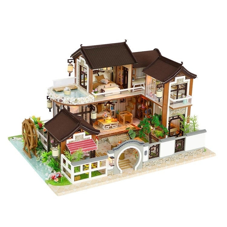 DIY Doll House Dream In Ancient Town With Cover Music Movement Gift Decor Toys Image 1