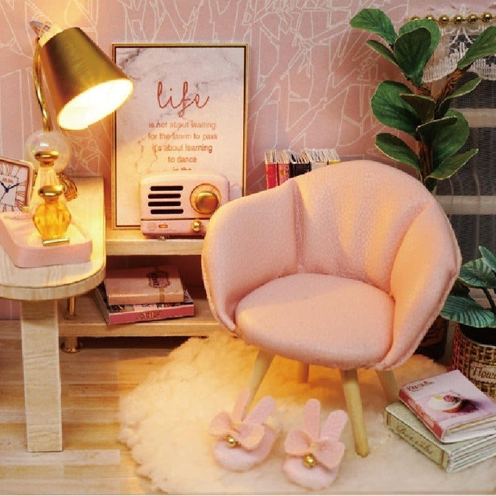 DIY Doll House Girlish Dream Miniature Furniture With Light Music Cover Gift Decor Image 3