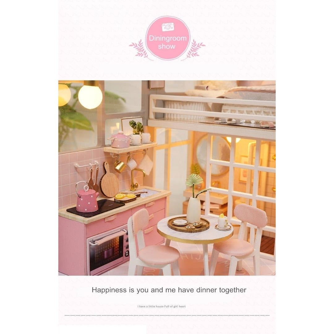 DIY Doll House Girlish Dream Miniature Furniture With Light Music Cover Gift Decor Image 7