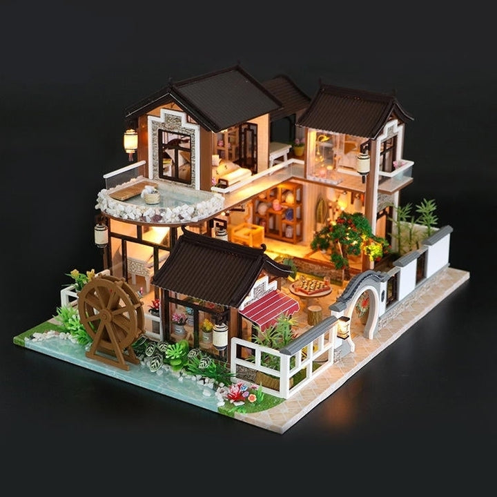 DIY Doll House Dream In Ancient Town With Cover Music Movement Gift Decor Toys Image 4