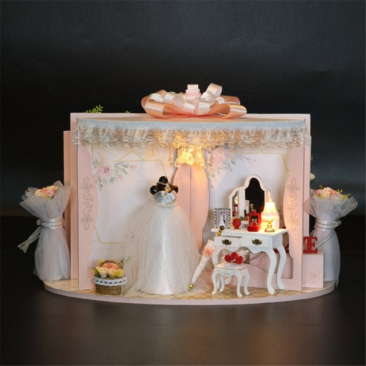 DIY Doll House Creative Valentines Day Birthday Gift Wedding Engagement Scene Bridal Shop Model With Furniture Image 4