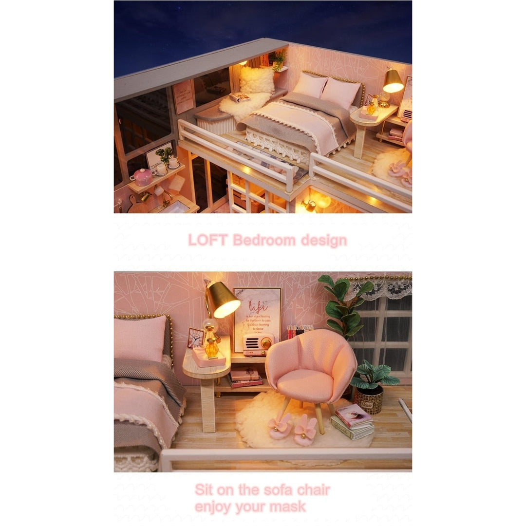 DIY Doll House Girlish Dream Miniature Furniture With Light Music Cover Gift Decor Image 10