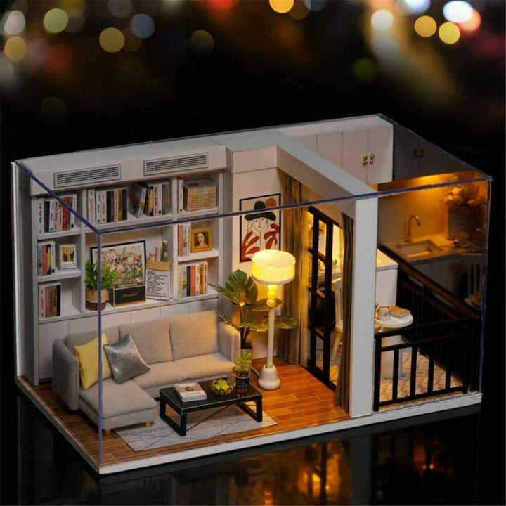 DIY Doll House Life Style QT-005-B Mini Collection Model Hand-assembled Model Toys with Dust Cover Image 1