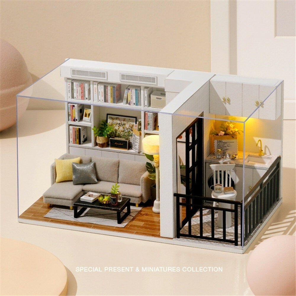 DIY Doll House Life Style QT-005-B Mini Collection Model Hand-assembled Model Toys with Dust Cover Image 2