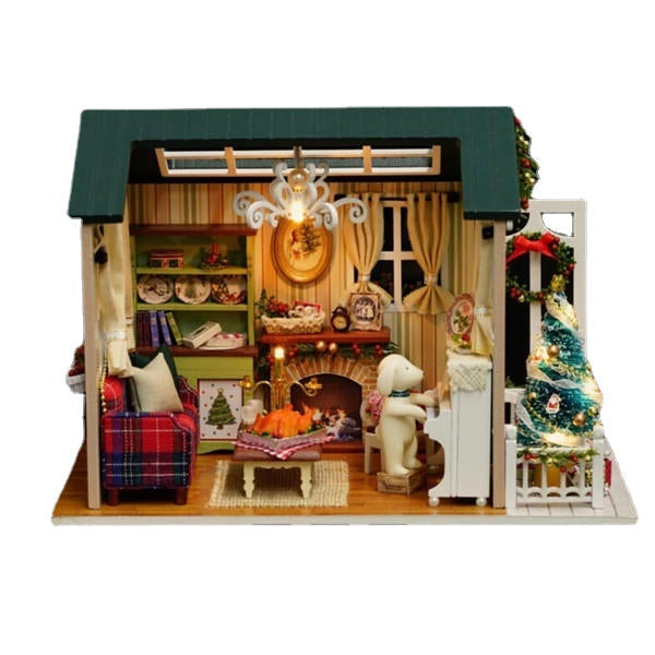 DIY Doll House Miniature Kit Collection Gift With Light Image 1