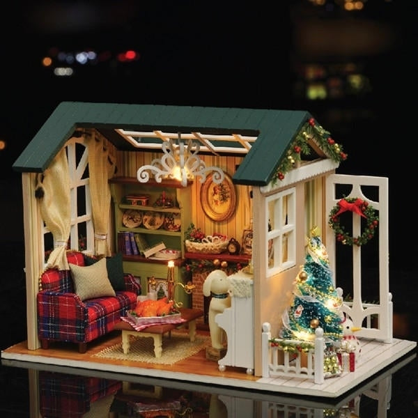DIY Doll House Miniature Kit Collection Gift With Light Image 2