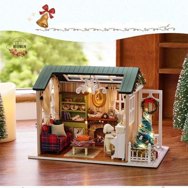 DIY Doll House Miniature Kit Collection Gift With Light Image 3