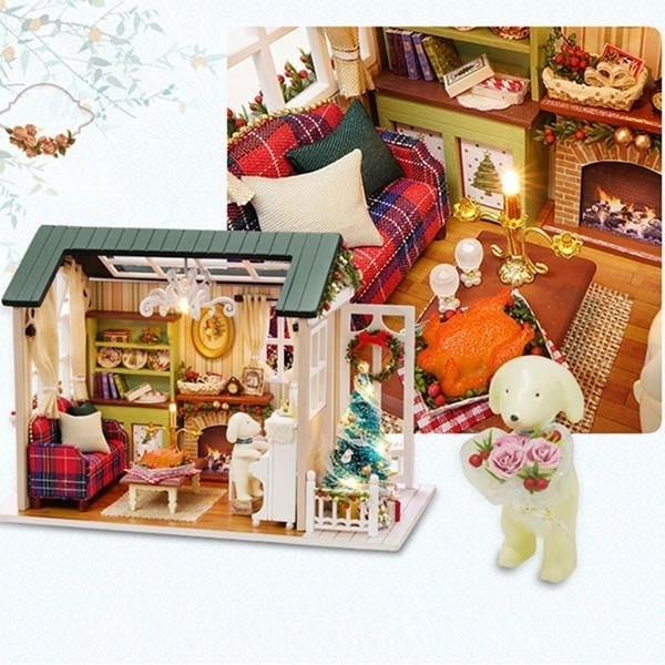 DIY Doll House Miniature Kit Collection Gift With Light Image 4