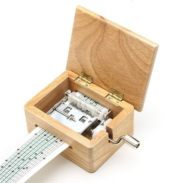 DIY Hand-Cranked Music Box 15 Tone Wooden Box With Hole Puncher And Paper Tapes Birthday Gift Present Image 1