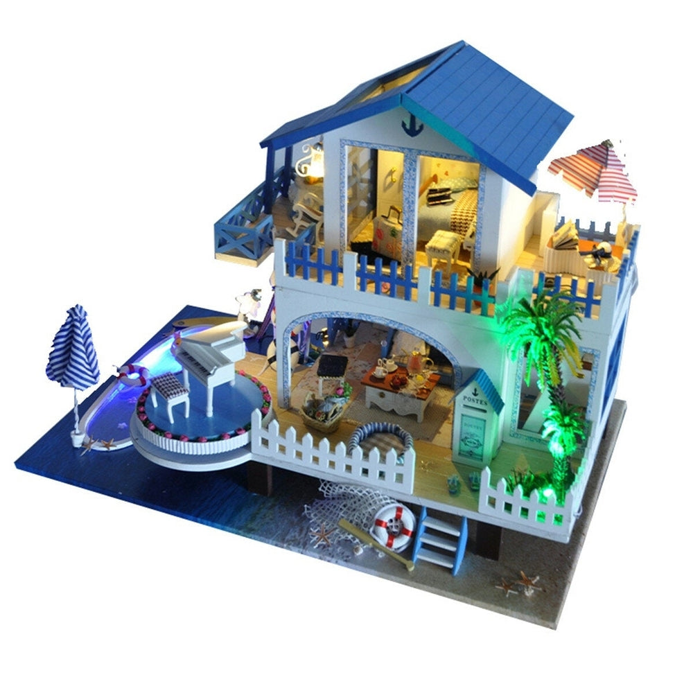 DIY Handcraft 3D Wooden Toy Miniature Kit Dollhouse LED Lights Music House Gift Image 2