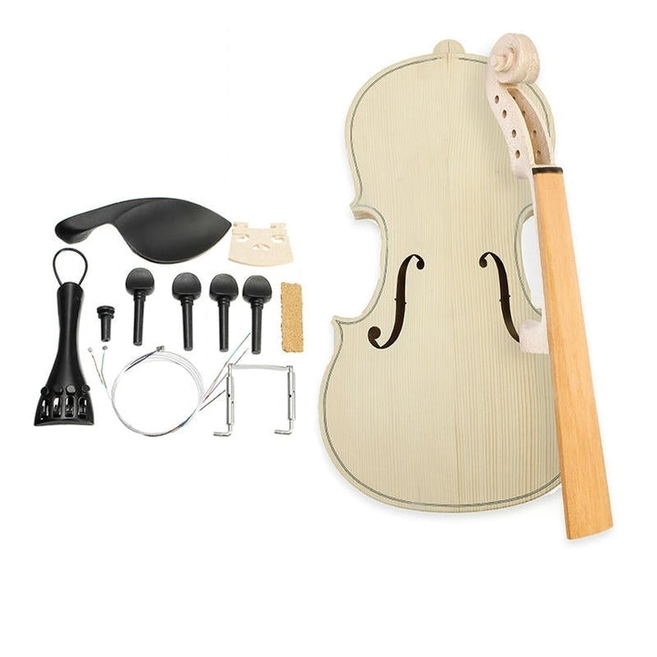 DIY Natural Solid Wood Violin Fiddle 4,4 Size Kit Spruce Top Maple Back Fiddle Image 1