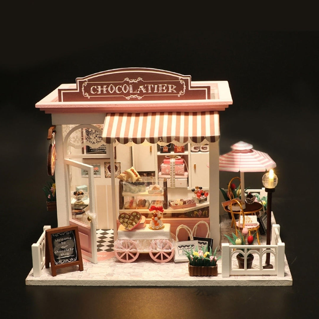 Doll House Kit DIY Miniature Wooden Handmade House Cake Shop Kids Craft Toys Image 3