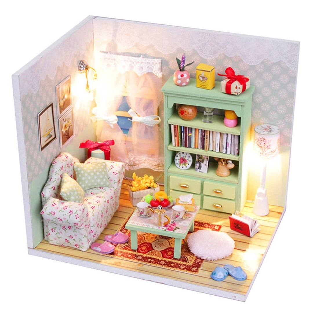 Dream House Wood Miniature With LED+Furniture+Cover Room Image 1