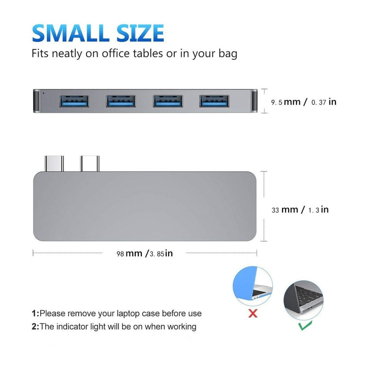 Dual USB-C Docking Station HUB Adapter With USB3.04 PD Power Delivery Charging 4K HD Macbook Converter Image 4