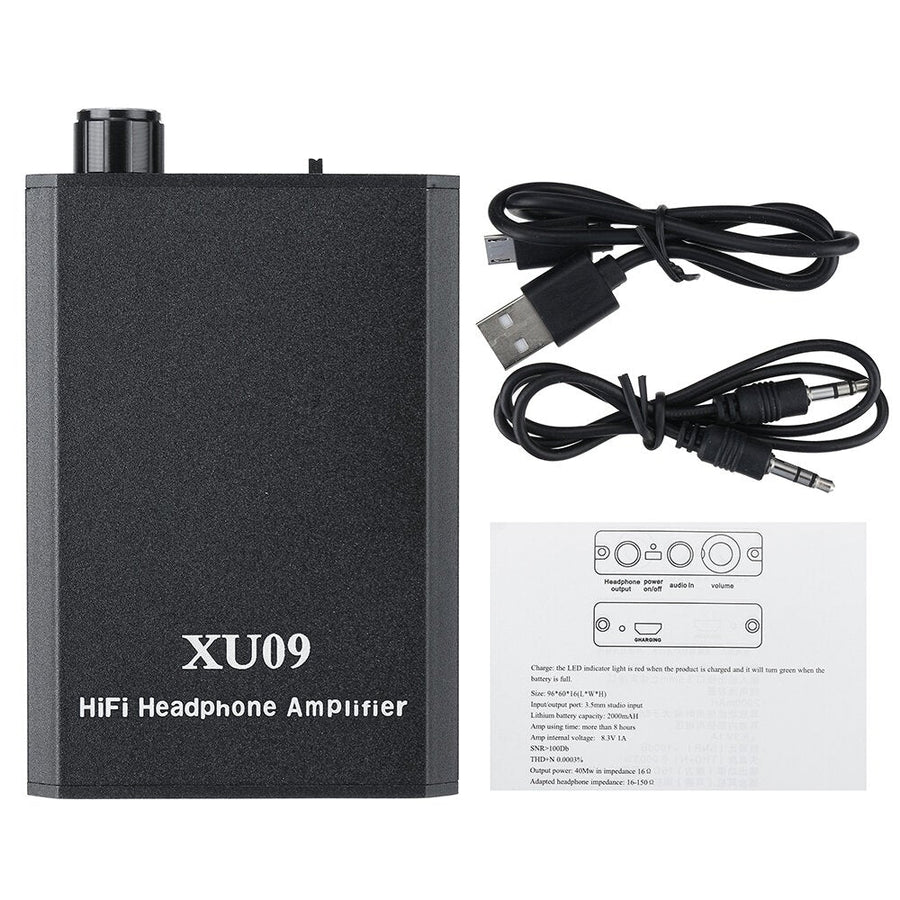 Earphone Amplifier Rechargeable High Performance Stereo XU09 Portable Headphone Amplifier Built-in Battery for Laptop PC Image 1