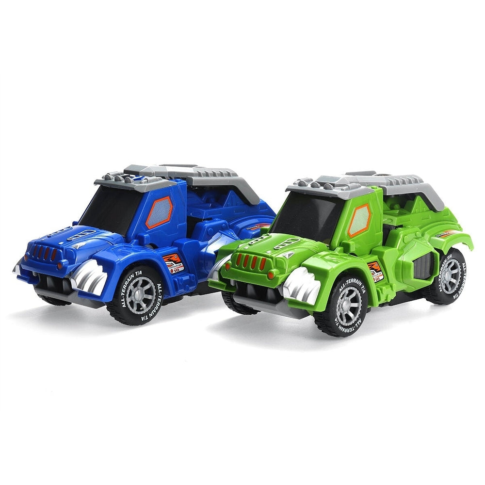 Electric Deform Dinosaur Automatically Turn Car Toy with Music Flashing LED Lights for Kids Gift Collection Image 2