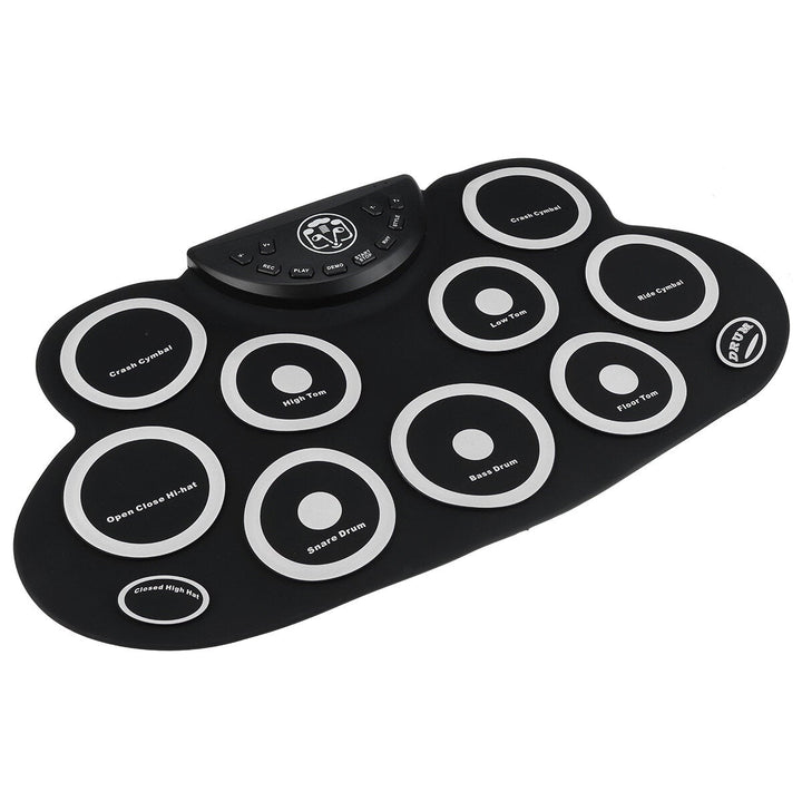 Electric Drum 9 Drum Pads Silicone Plastic Pad wFoot Pedals Drumsticks USB 5V Image 3