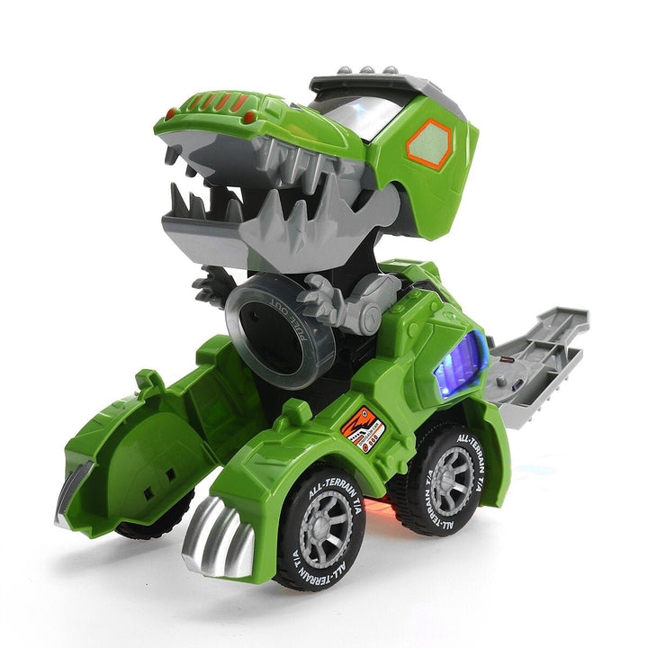 Electric Deform Dinosaur Automatically Turn Car Toy with Music Flashing LED Lights for Kids Gift Collection Image 1