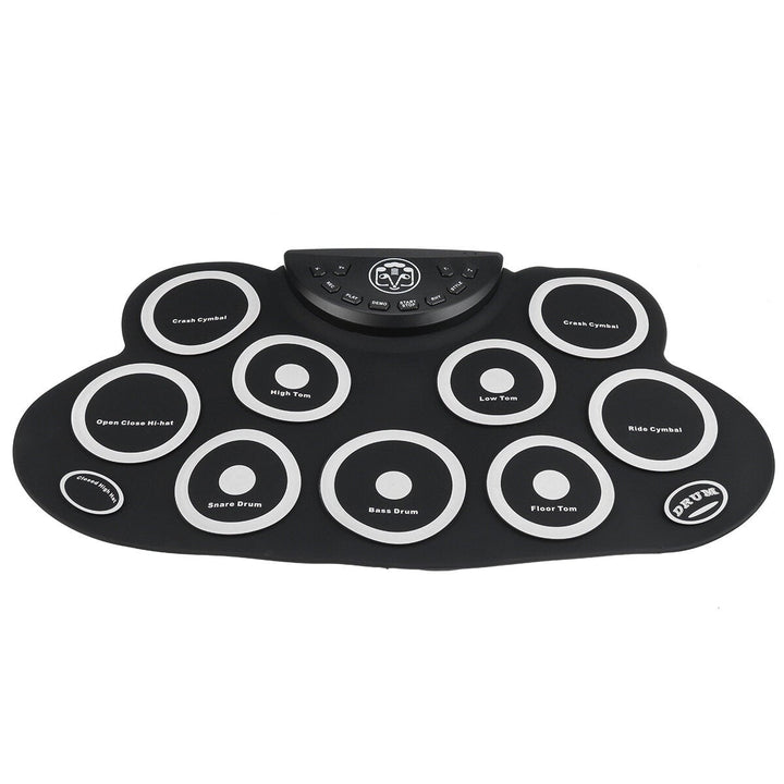 Electric Drum 9 Drum Pads Silicone Plastic Pad wFoot Pedals Drumsticks USB 5V Image 4
