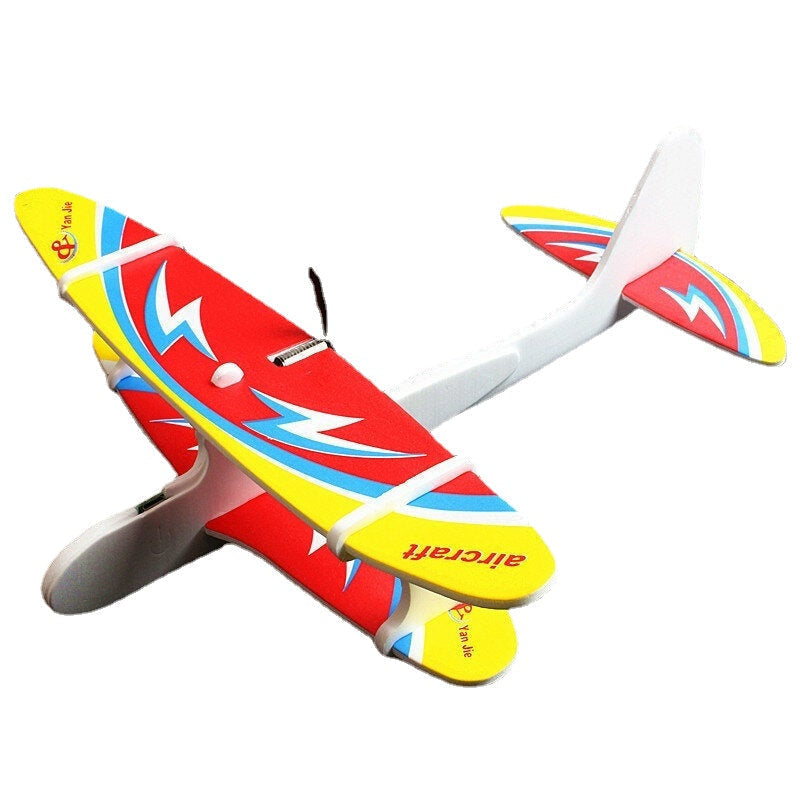 Electric DIY Assembly Foam Hand Throw Airplane Model USB Rechargeable Slewing Outdoor Toy for Kids Gift Image 1