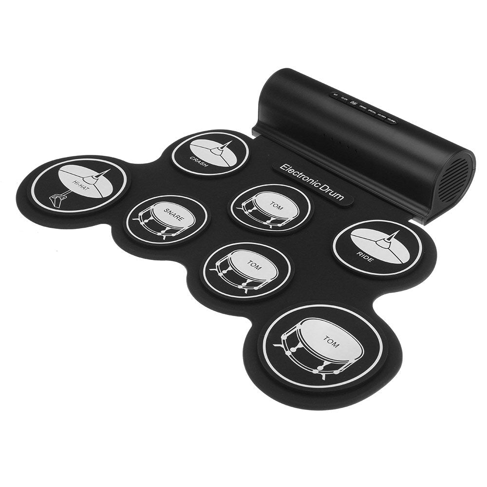 Electronic Drum Digital USB MIDI 7 Pads Roll Up Set Silicone Electric Drum Pad Built-in Speakers with Drumsticks Sustain Image 2