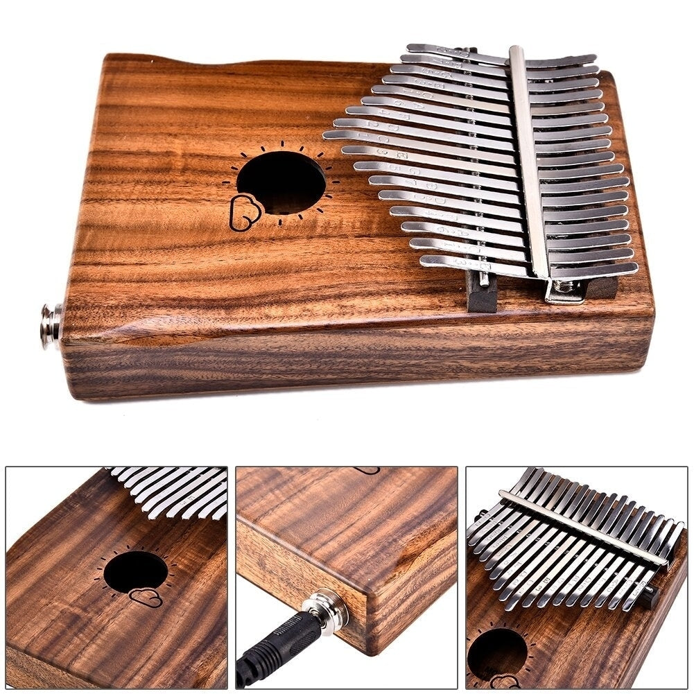EQ Acacia Muspor17 Key Electric Box Thumb Piano Kalimba EVA Bag + Audio Cable Raw Wood Color Image 3