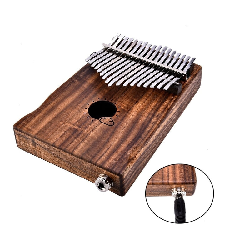 EQ Acacia Muspor17 Key Electric Box Thumb Piano Kalimba EVA Bag + Audio Cable Raw Wood Color Image 4