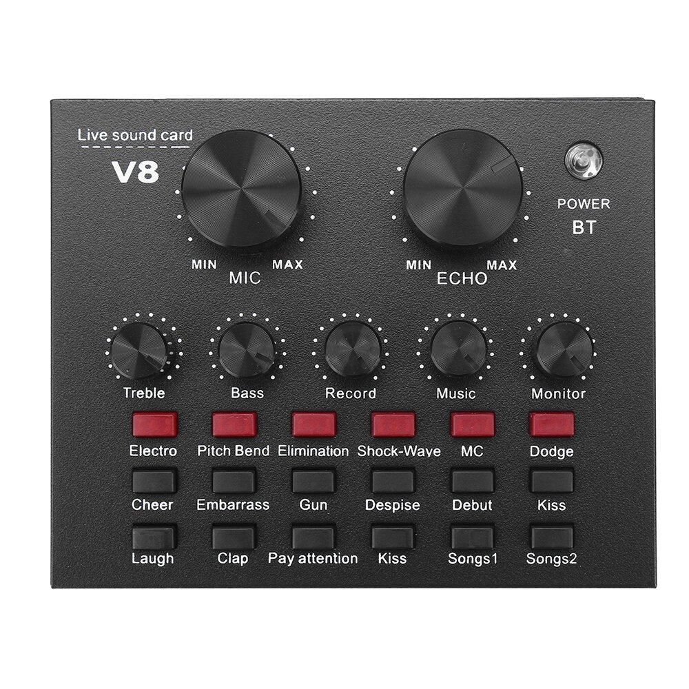 External Audio Mixer V8 Sound Card USB Interface with 6 Sound Modes Multiple Sound Effects Image 1