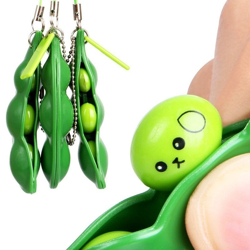 Extrusion Bean Toy Mini Squishy Soft Toys Pendants Anti Stress Ball Squeeze Gadgets Phone Strap Image 1