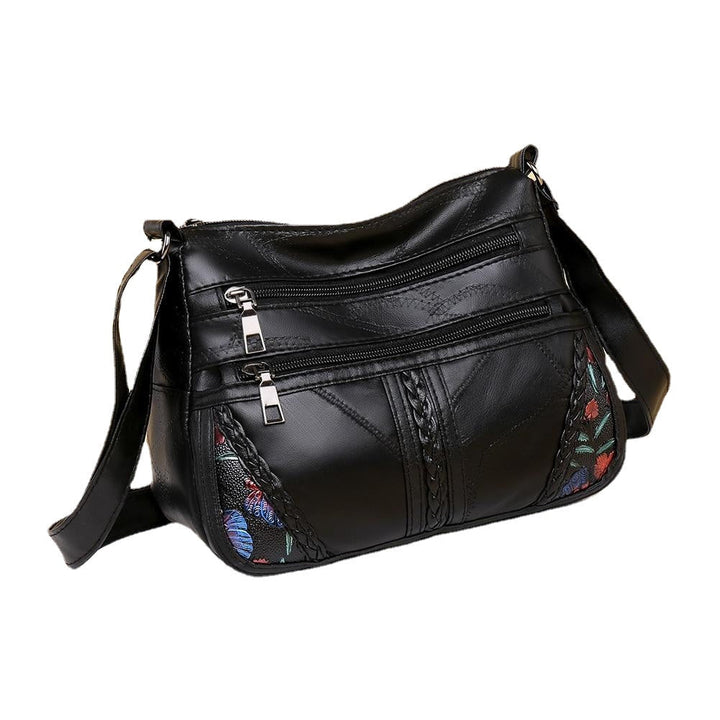 Fashion Soft PU Leather Shoulder Bag Flower Printed Women Crossbody Bags Female Travel Multi Pocket Zipper Messenger Image 3