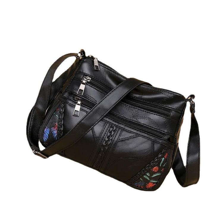 Fashion Soft PU Leather Shoulder Bag Flower Printed Women Crossbody Bags Female Travel Multi Pocket Zipper Messenger Image 4