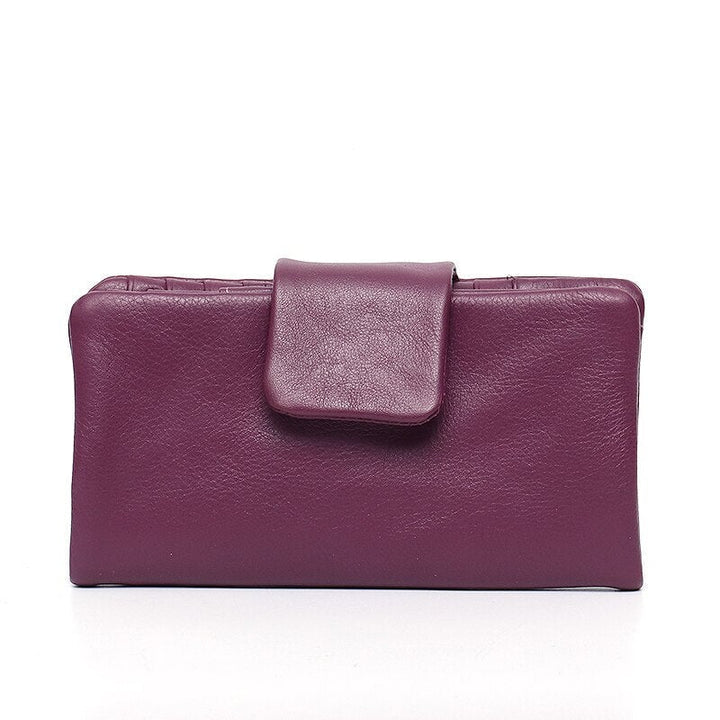 Fashion Real Leather Large Purse For Women Daily Functional Flap Long Wallet Card Coin Purses Female Cowhide Clutch Image 1