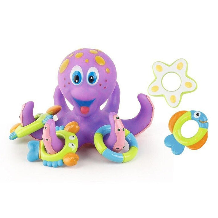 Floating Soft Rubber ABS Baby Bath Toys with 5 Marine Animal Rings Cast Circle for Kids Gift Image 1