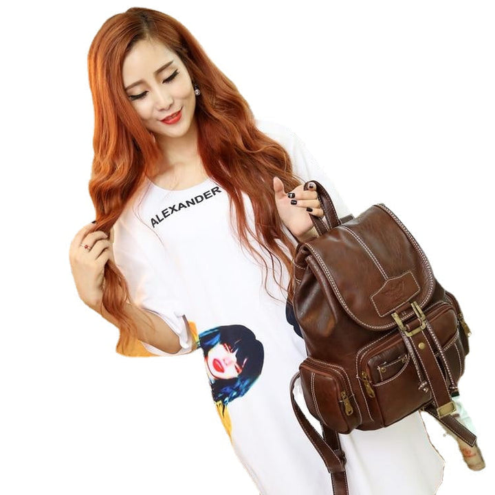 Female backpack mochila feminina leather women mochila mujer girls school backpack Feature Multi-function travel mochila Image 3